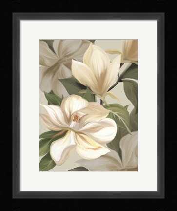 Framed Magnolia Blossoms I Print
