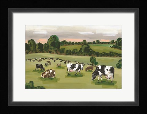Framed Abstract Field of Cows Print