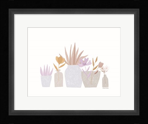 Framed Flower Vases in a Row Print