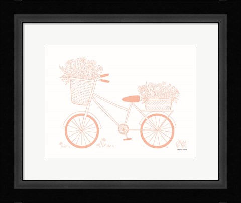 Framed Pink Flower Bike Print
