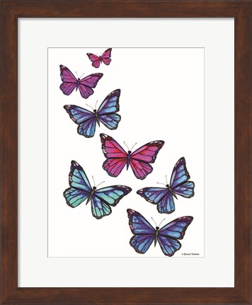 Framed Vibrant Flying Butterflies Print