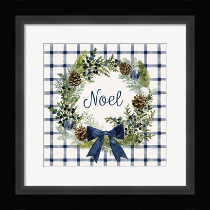 Framed Juniper Wreath I Print