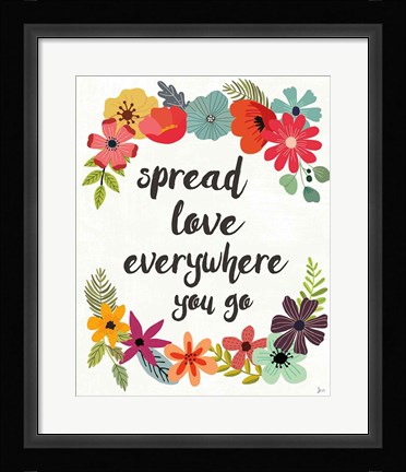 Framed Words and Petals V Print