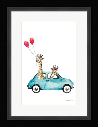 Framed Giraffe Joy Ride III Print