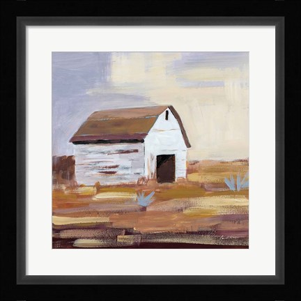 Framed Little White Barn Print