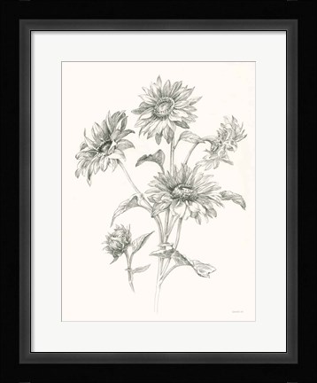 Framed Farm Nostalgia Flowers I Dark Gray Print