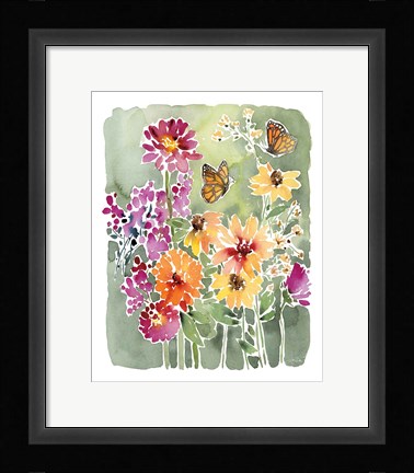 Framed Monarchs and Blooms Print
