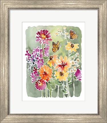 Framed Monarchs and Blooms Print