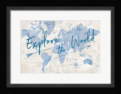 Framed World Map Collage Explore Print