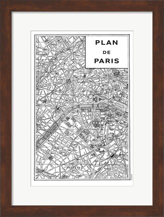 Framed Inverted Paris Map Print