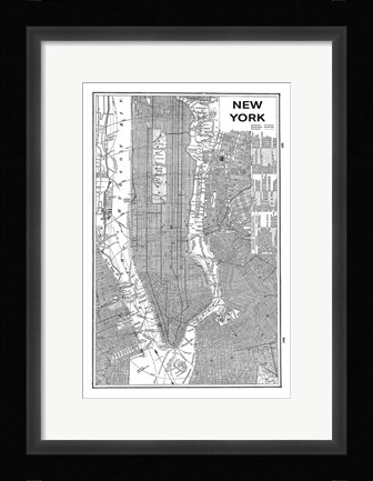 Framed Inverted New York Map Print