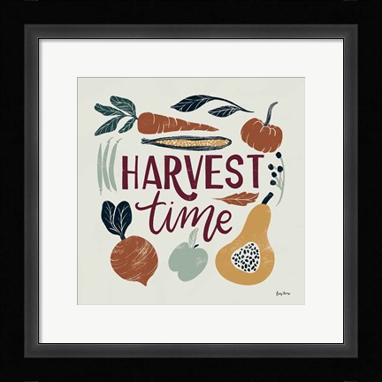 Framed Harvest Lettering I Print