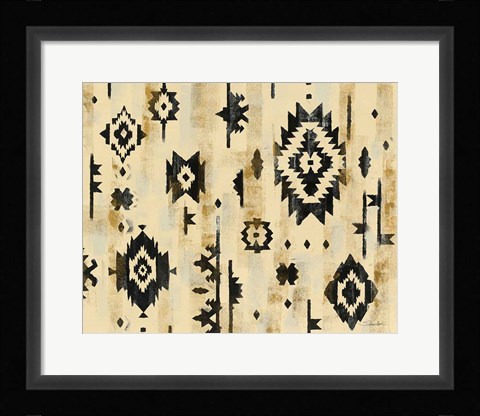 Framed Ivory and Black Pattern Print