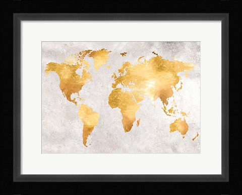 Framed Gold World Print