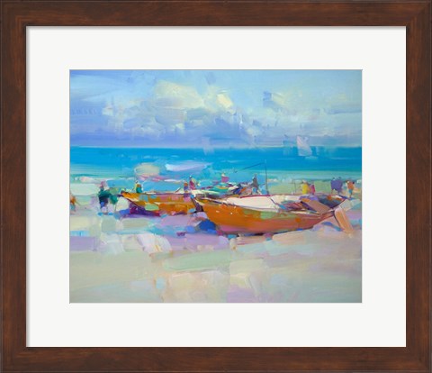 Framed Boats On The Shore Print