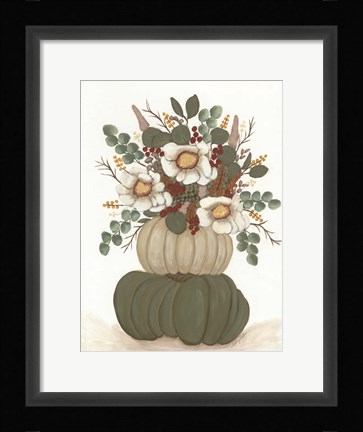 Framed Floral Pumpkin Stack Print