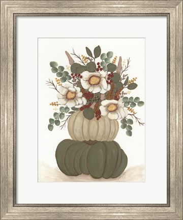 Framed Floral Pumpkin Stack Print