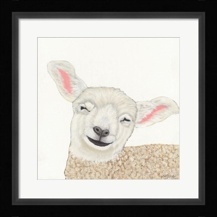 Framed Smiling Sheep Print