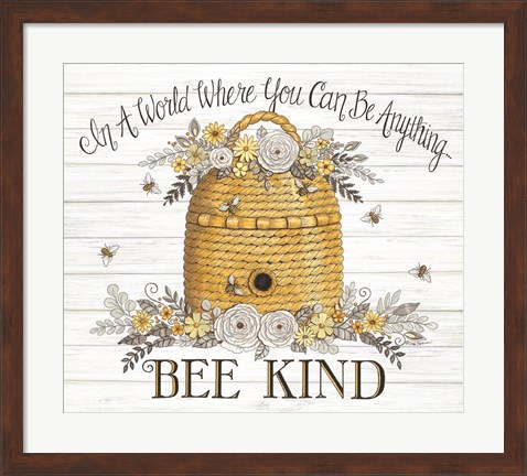 Framed Bee Kind Bee Hive Print