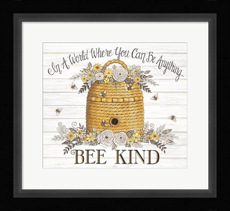Framed Bee Kind Bee Hive Print