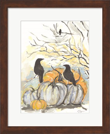 Framed Crows in the Pumpkin Patch Print