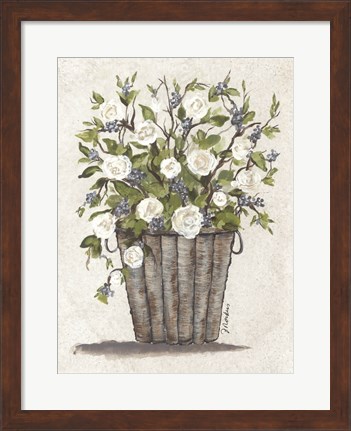 Framed Sweet Rose Basket Print