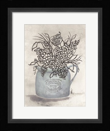 Framed Sketchy Floral Enamel Pot Print