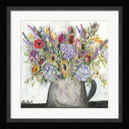 Framed Hydrangeas in Pitcher Print