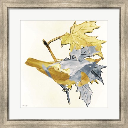 Framed Blue and Gold Bird Print