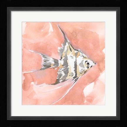 Framed Blush and Ochre Angel Fish I Print