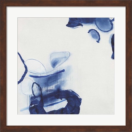 Framed Minimalist Blue &amp; White I Print