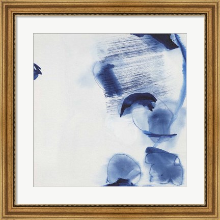 Framed Minimalist Blue &amp; White II Print
