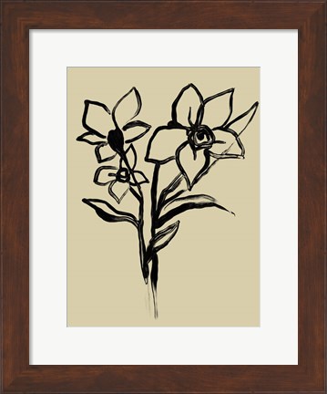 Framed Inkwash Floral I Print