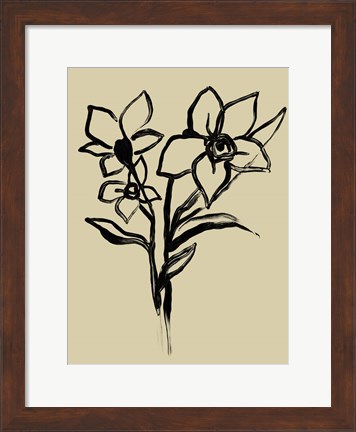 Framed Inkwash Floral I Print