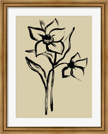 Framed Inkwash Floral II Print
