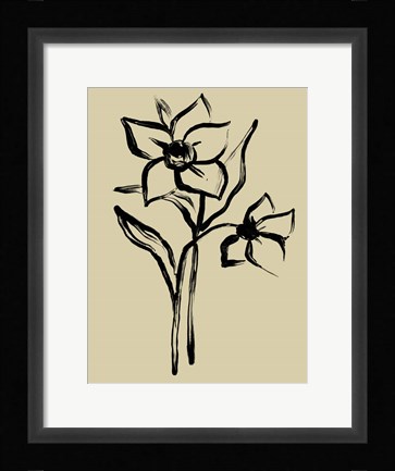 Framed Inkwash Floral II Print