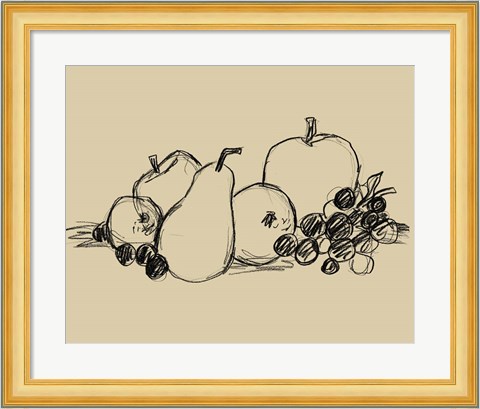 Framed Graphite Fruit II Print