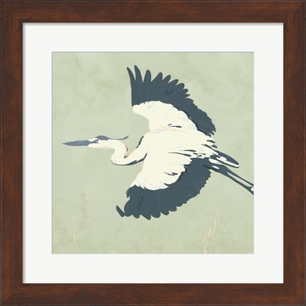 Framed Heron Flying II Print