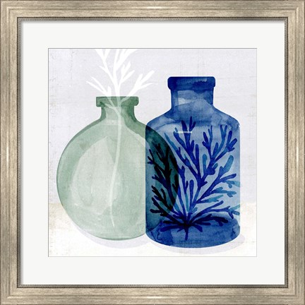 Framed Sea Glass Vase II Print