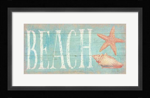 Framed Pastel Beach with Pink Print