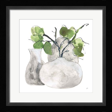 Framed Three Vases III Print