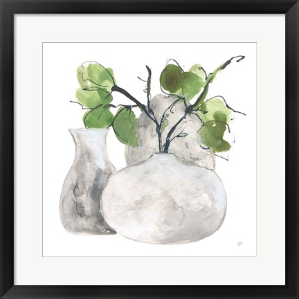 Framed Three Vases III Print