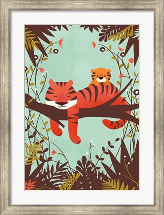 Framed Sleeping Tiger Print