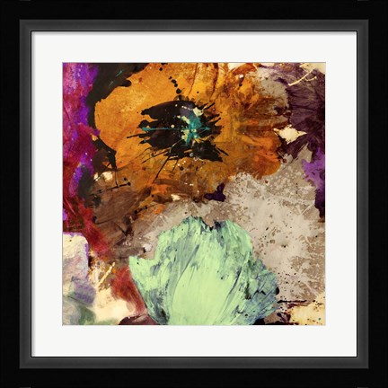 Framed Floating Flowers II (detail) Print