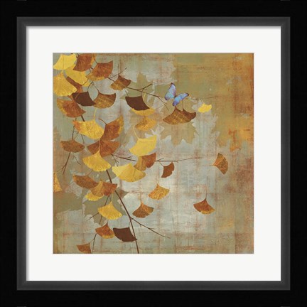 Framed Gingko Branch I Print