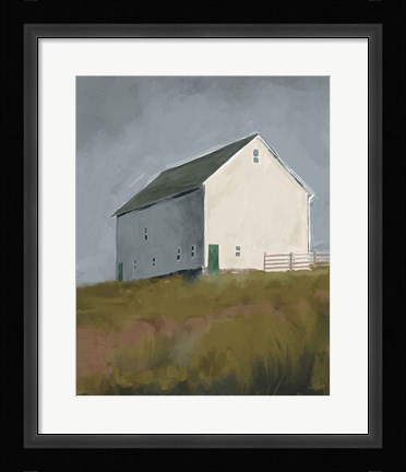 Framed White Barn I Print