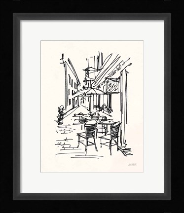 Framed Cafe Sketch II on Cream Print