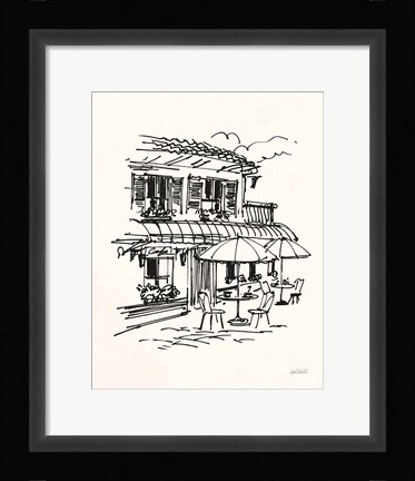 Framed Cafe Sketch I Cream Print