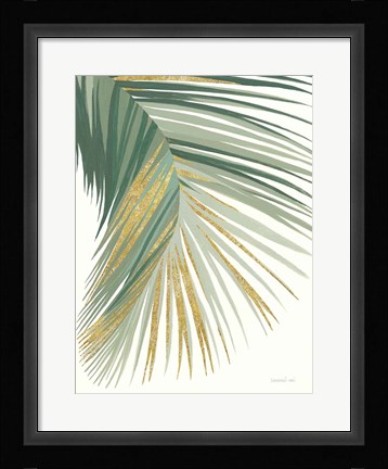 Framed Retro Big Leaf II Green Gold Print