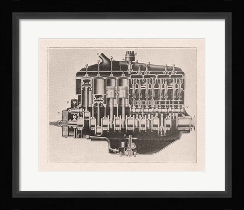 Framed French Engine III Print